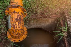 Sewage backup in yard requiring professional sewage cleanup service in Vancouver WA